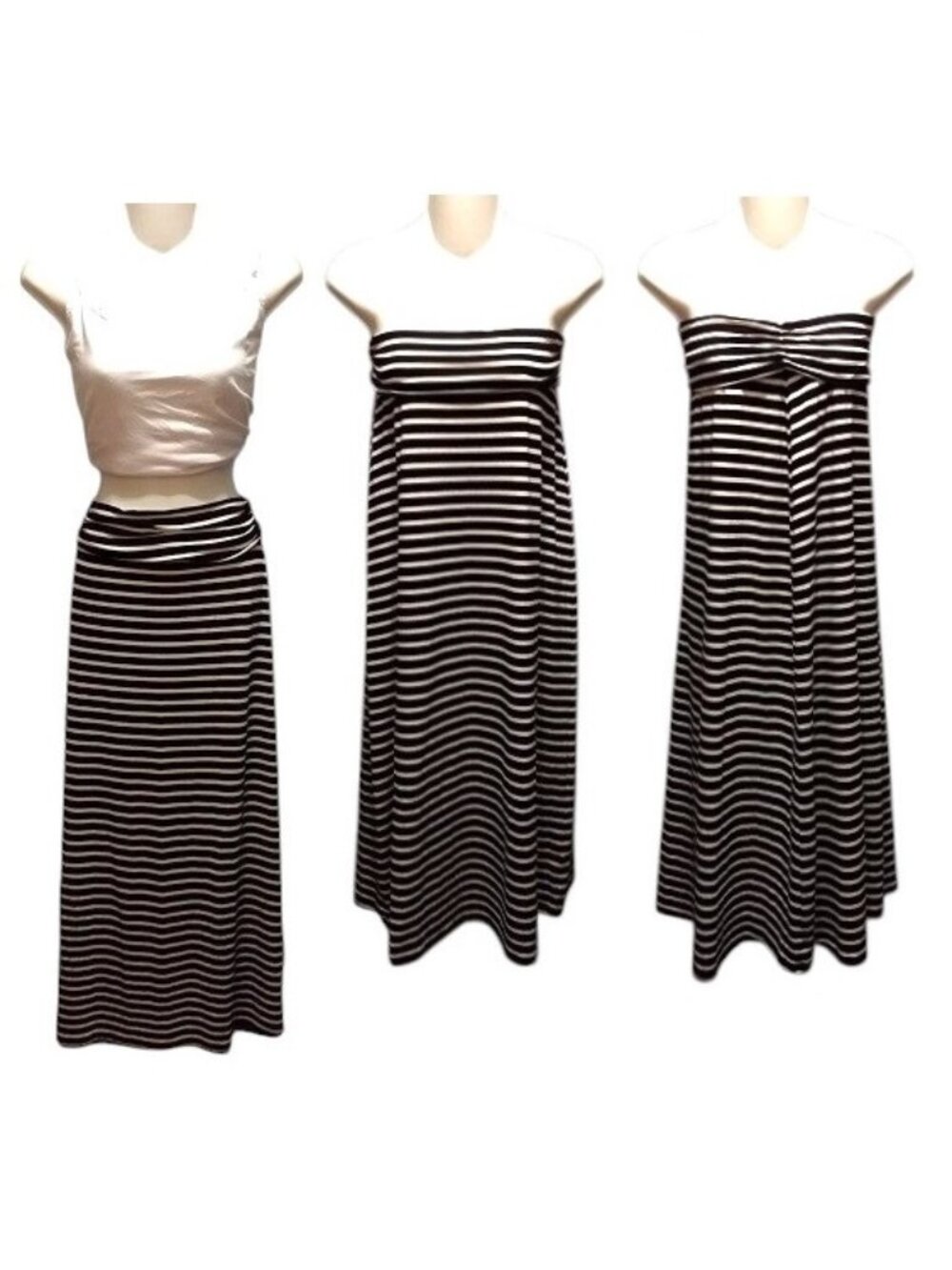 J Crew Women Wear 3 Ways Striped Jersey Stretch Elastic Waist Size Small